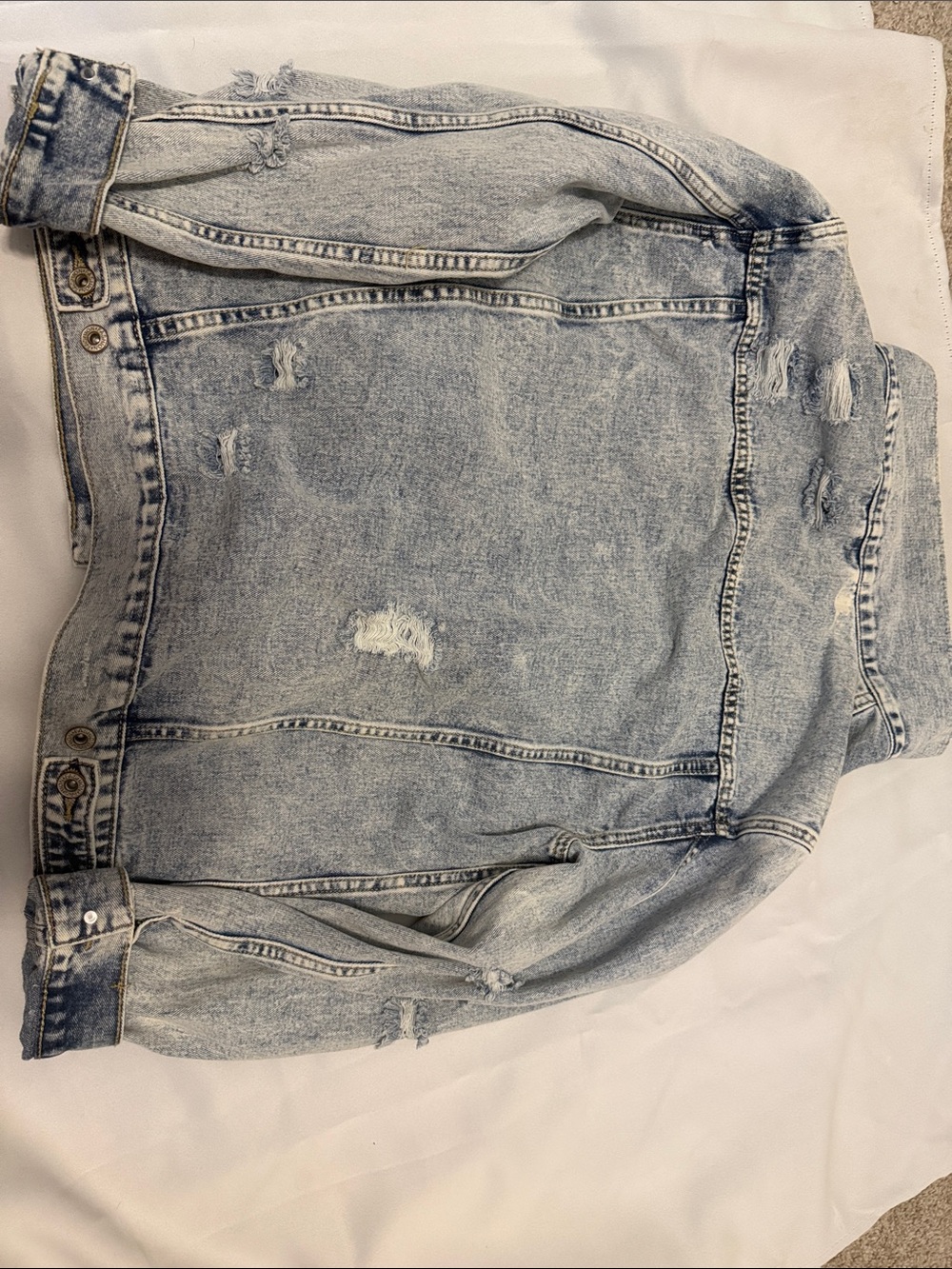 Light Wash Distressed Denim Jacket - Picture 3 of 3